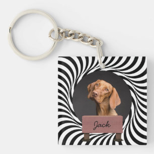 illusion christmas holiday Custom Dog Photo Key Ring