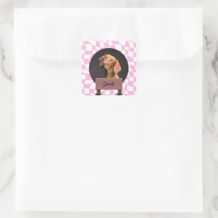 illusion christmas holiday Custom Dog Photo Square Sticker