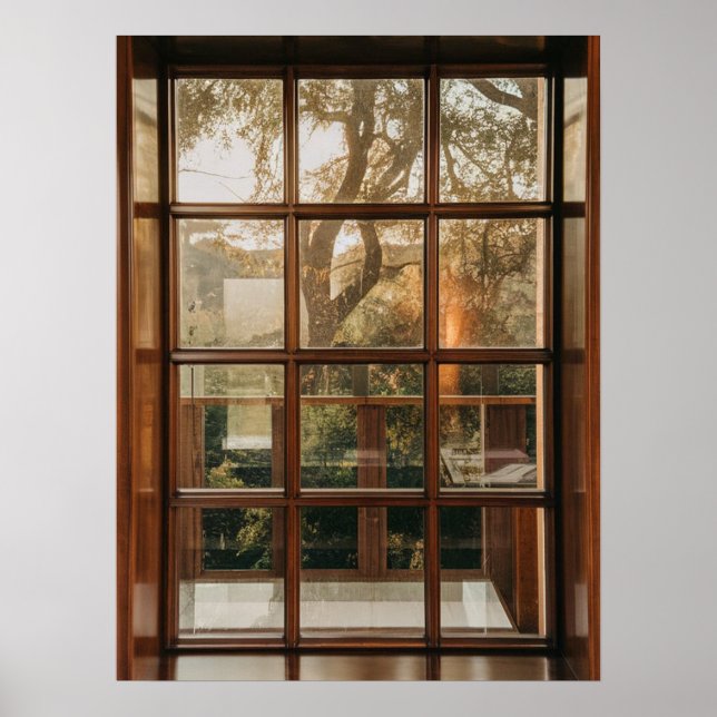 Illusion of sunset tree view through fake window poster (Front)