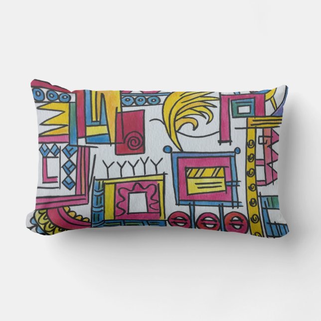 Illusory-Whimsical Abstract Art Lumbar Cushion (Front)