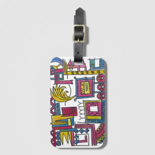 Illusory-Whimsical Hand Painted Modern Geometric Luggage Tag