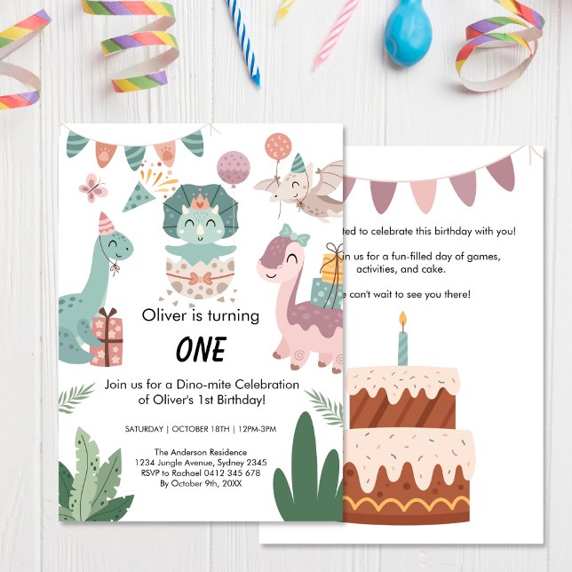 Illustrate art, Pastel colour Dinosaur brithday Invitation (Creator Uploaded)