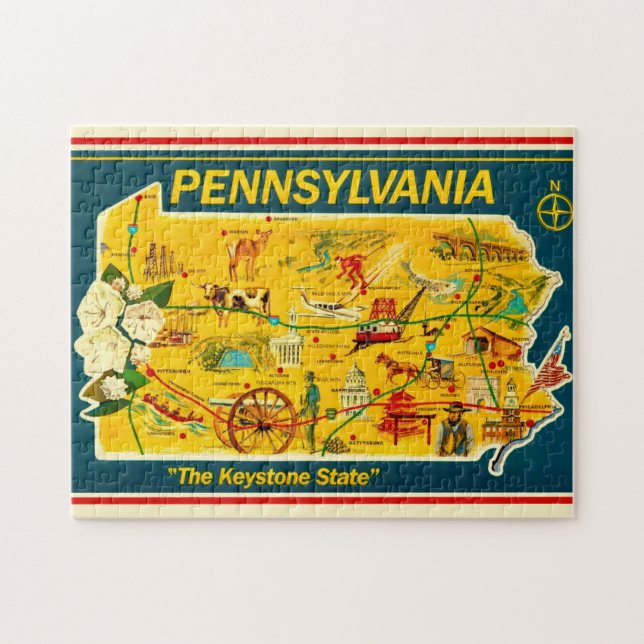 Illustrated 11x14 Pennsylvania Map  Jigsaw Puzzle (Horizontal)
