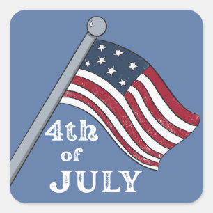 Illustrated 4th of July Flag Sticker