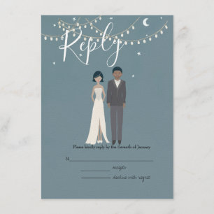 Illustrated AA Couple RSVP Wedding Enclosure Card
