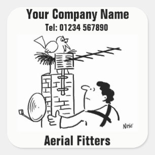 Illustrated Aerial Fitter Square Sticker