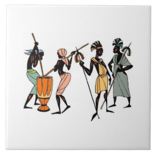 Illustrated African women background Ceramic Tile