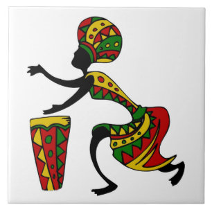 Illustrated African women background Ceramic Tile