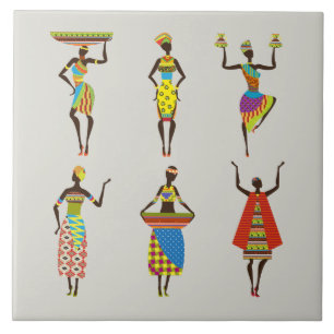 Illustrated African Women Ceramic Tile