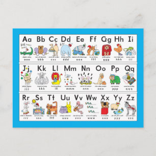 Illustrated Alphabet Animals Postcard