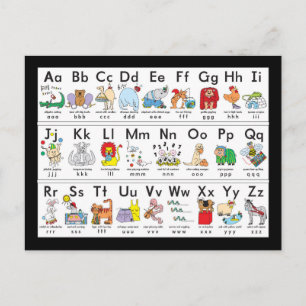 Illustrated Alphabet Animals Postcard