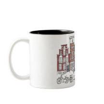 Illustrated Amsterdam and Bikes Mug