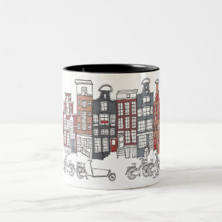 Illustrated Amsterdam and Bikes Mug