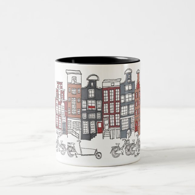 Illustrated Amsterdam and Bikes Mug (Center)