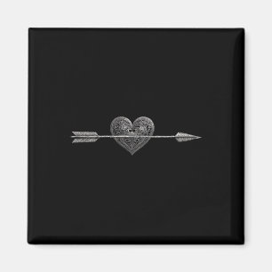 Illustrated Arrow Going Through Illustrated Heart Magnet