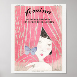 Illustrated art Deco Vintage French Magazine Cover Poster