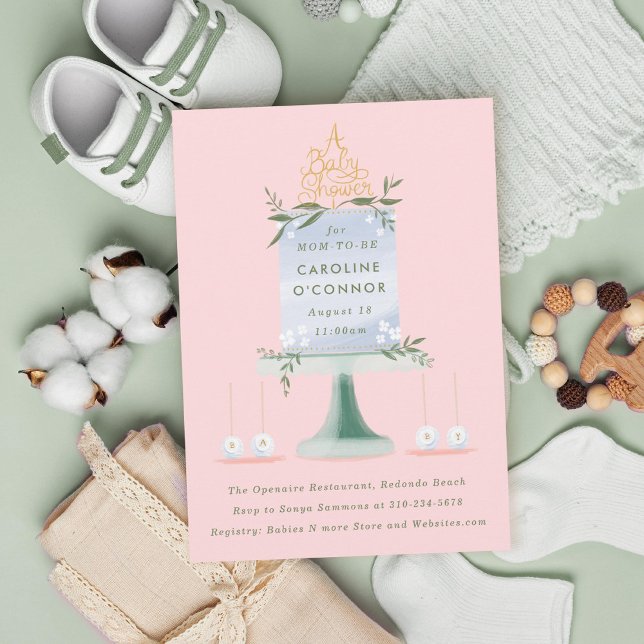 Illustrated Baby Shower Cake Invitation (Creator Uploaded)