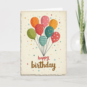 Illustrated Balloon Birthday Card