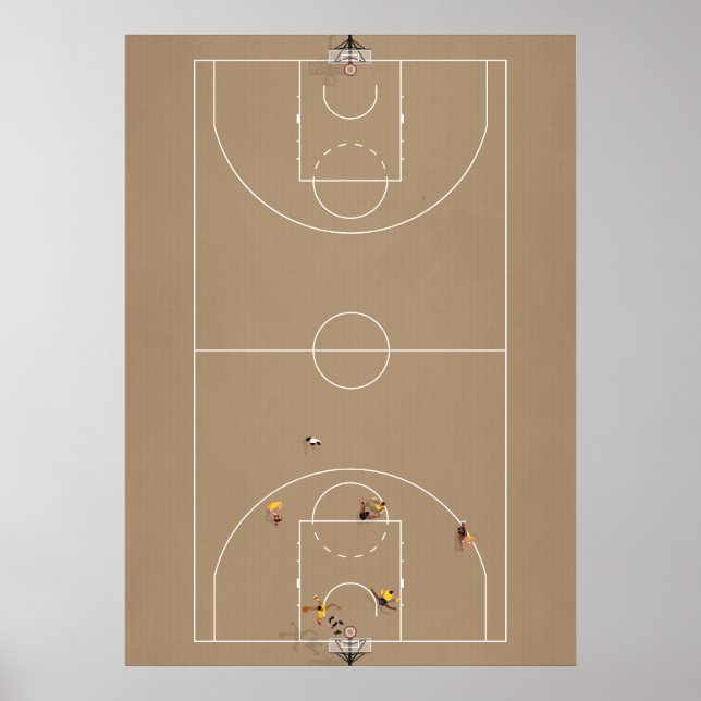 Illustrated Basketball Court from above Poster (Front)