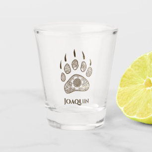 Illustrated Bear Claw Personalised Shot Glass