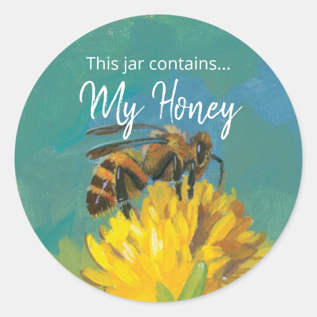 Illustrated Bee Honey Canning Jar Label (Front)