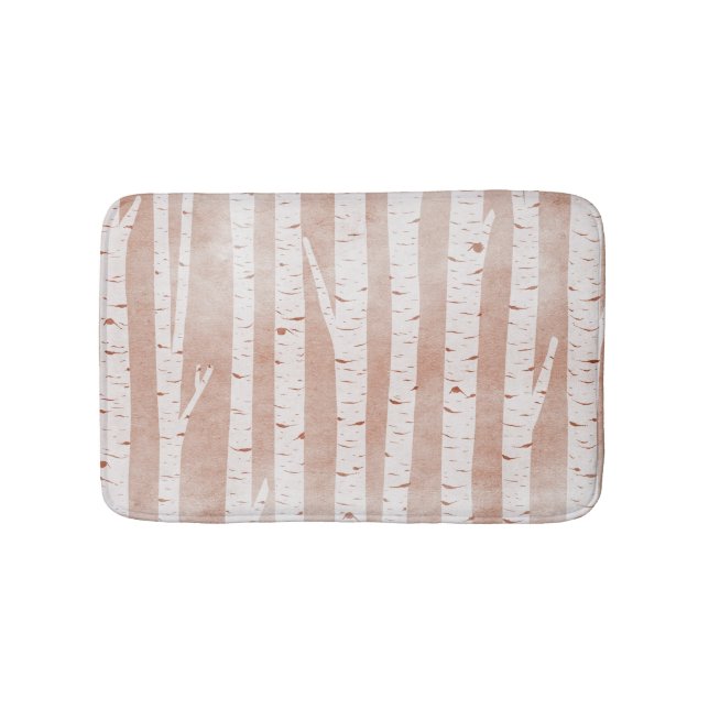 Illustrated Birch Trees Bath Mat (Front)