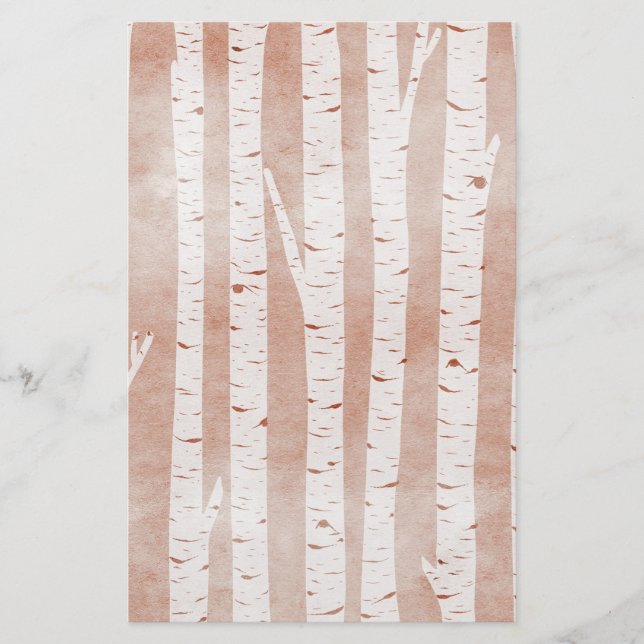 Illustrated Birch Trees Stationery (Front)
