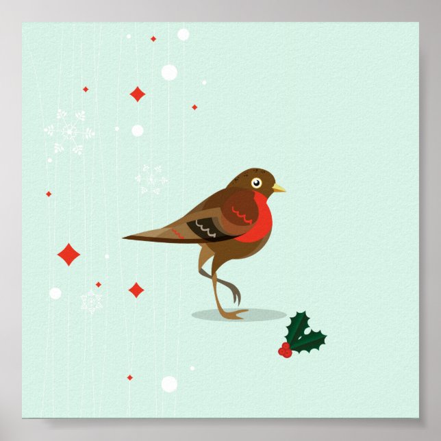 Illustrated Bird in Winter Poster (Front)