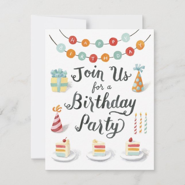 Illustrated Birthday Party Invitation (Front)