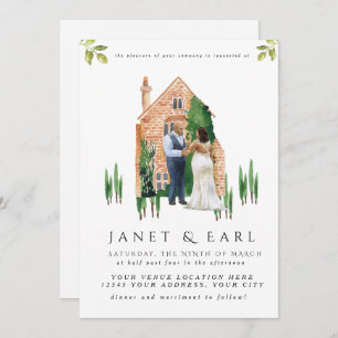 Illustrated Black Couple Wedding Invitations