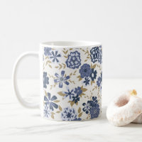 Illustrated Blue Vector Flowers Vines
