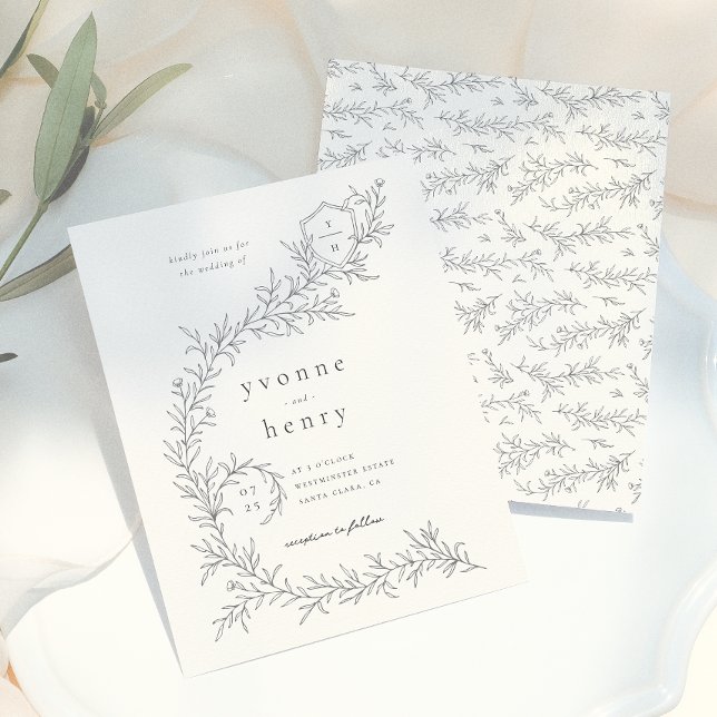 Illustrated Botanical Budget Black & Cream Wedding (Creator Uploaded)