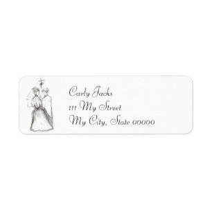 Illustrated Bride & Groom Return Address Label