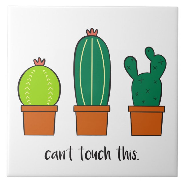 Illustrated Cactus Ceramic Tile (Front)