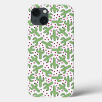 Illustrated Cactus & Pink Flowers Pattern