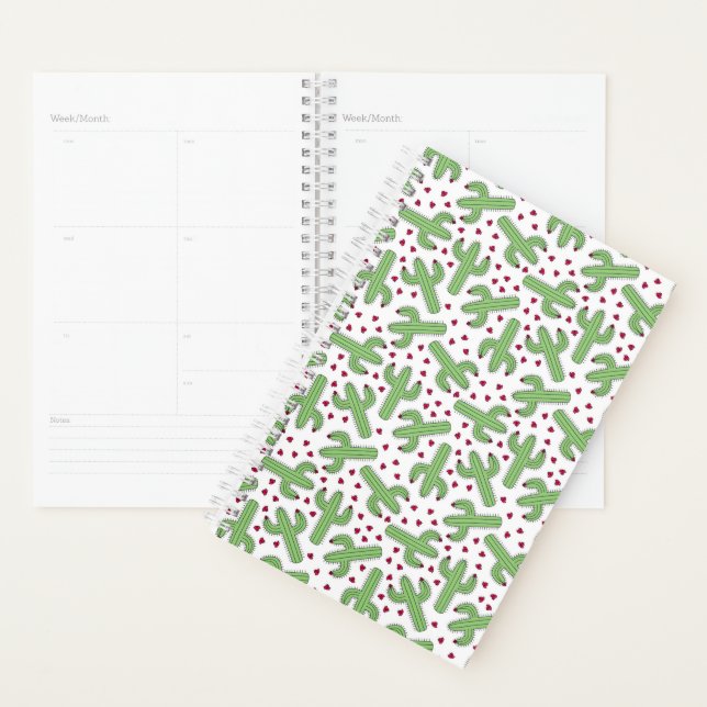Illustrated Cactus & Pink Flowers Pattern Planner (Display)