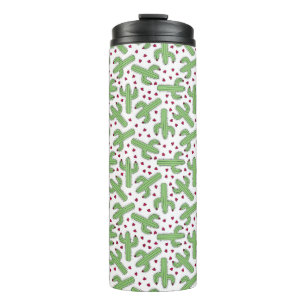 Illustrated Cactus & Pink Flowers Pattern Thermal Tumbler