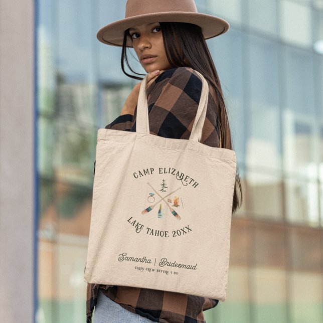 Illustrated Camping | Bachelorette Bridesmaid Tote Bag (Creator Uploaded)