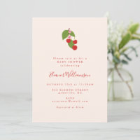 Illustrated Cherry Cream Elegant Baby Shower