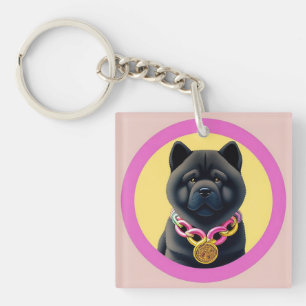 Illustrated Chow Chow Dog Key Ring