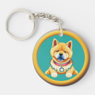 Illustrated Chow Chow Dog Key Ring