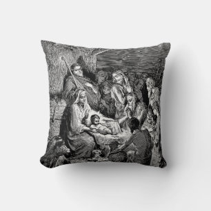 Illustrated Christmas Nativity Scene Cushion