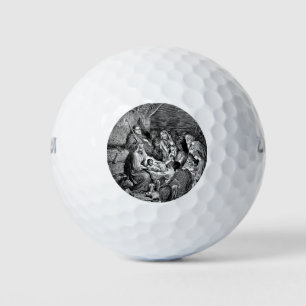 Illustrated Christmas Nativity Scene Golf Balls
