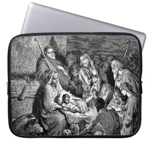 Illustrated Christmas Nativity Scene Laptop Sleeve