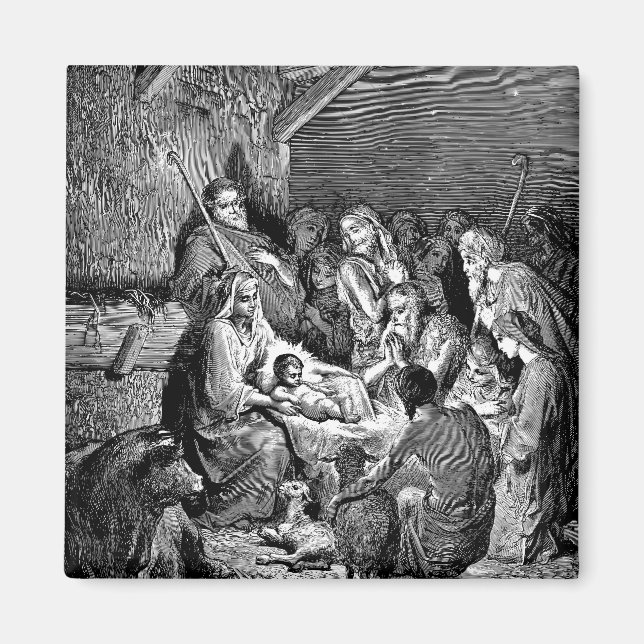 Illustrated Christmas Nativity Scene Magnet (Front)