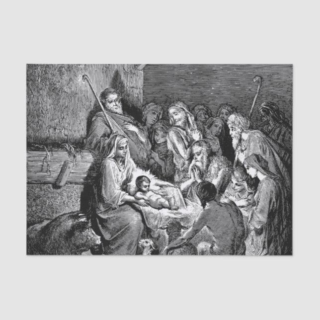 Illustrated Christmas Nativity Scene Tissue Paper (Front)