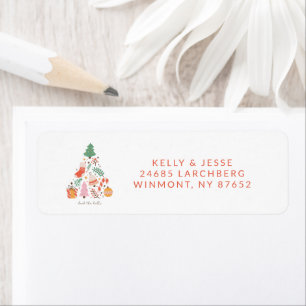 Illustrated Christmas Pattern Return Address Label