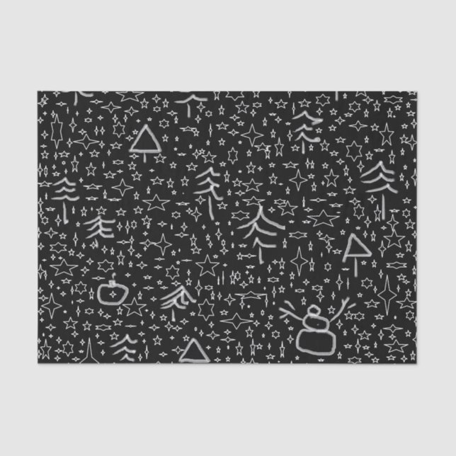 Illustrated Christmas Pattern Tissue Paper (Front)