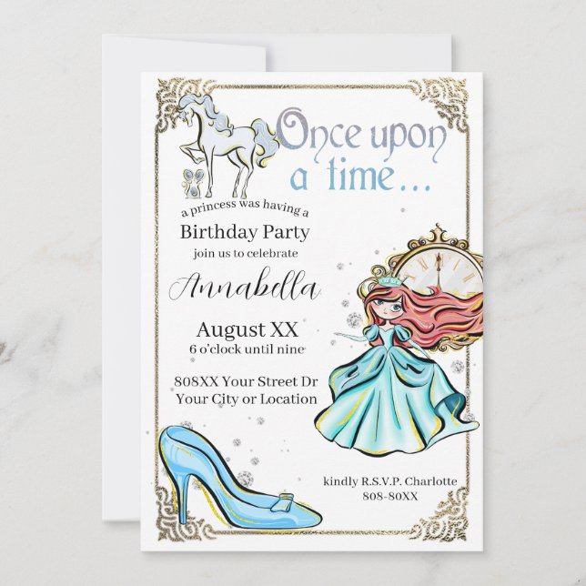 Illustrated Cinderella Fairy Tale Theme Invitation (Front)