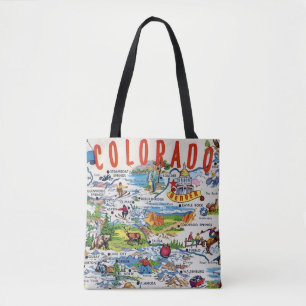 Illustrated Colorado Map Shoulder Tote Bag